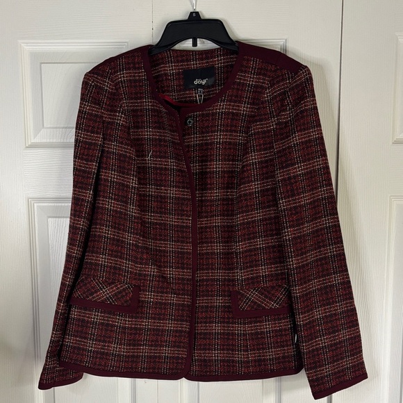 butik dayi Jackets & Blazers - Elegant Burgundy Plaid Blazer for Women